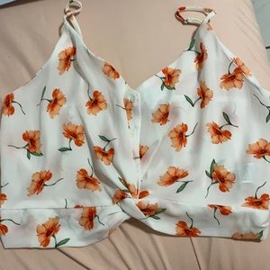 white floral crop top